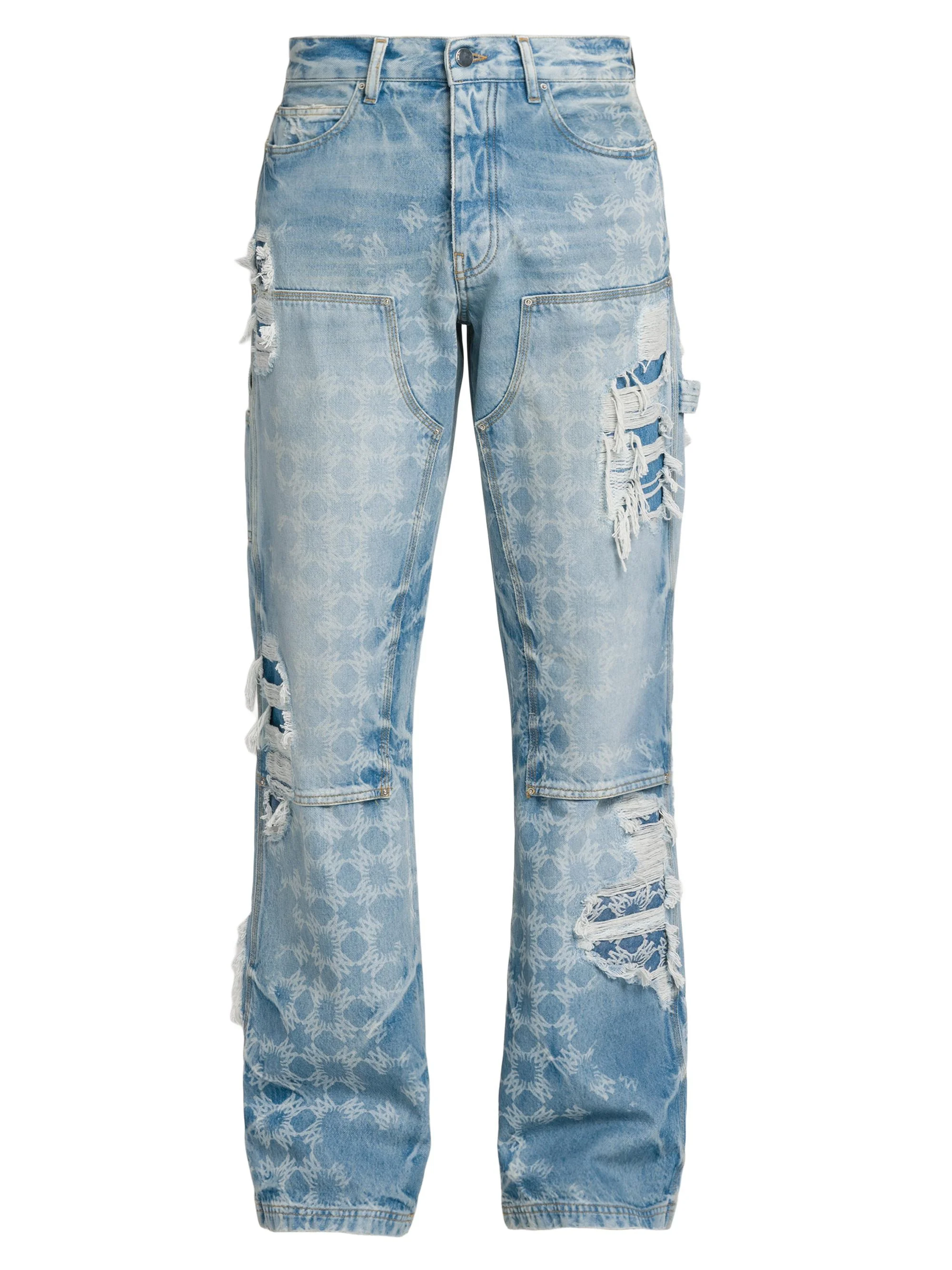 Men's Bleach Bandana Carpenter Jeans - Faded Indigo - 1