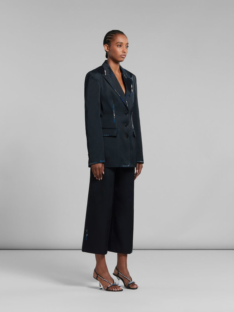 BLACK DUCHESSE SATIN JACKET WITH BEAD MENDING 6