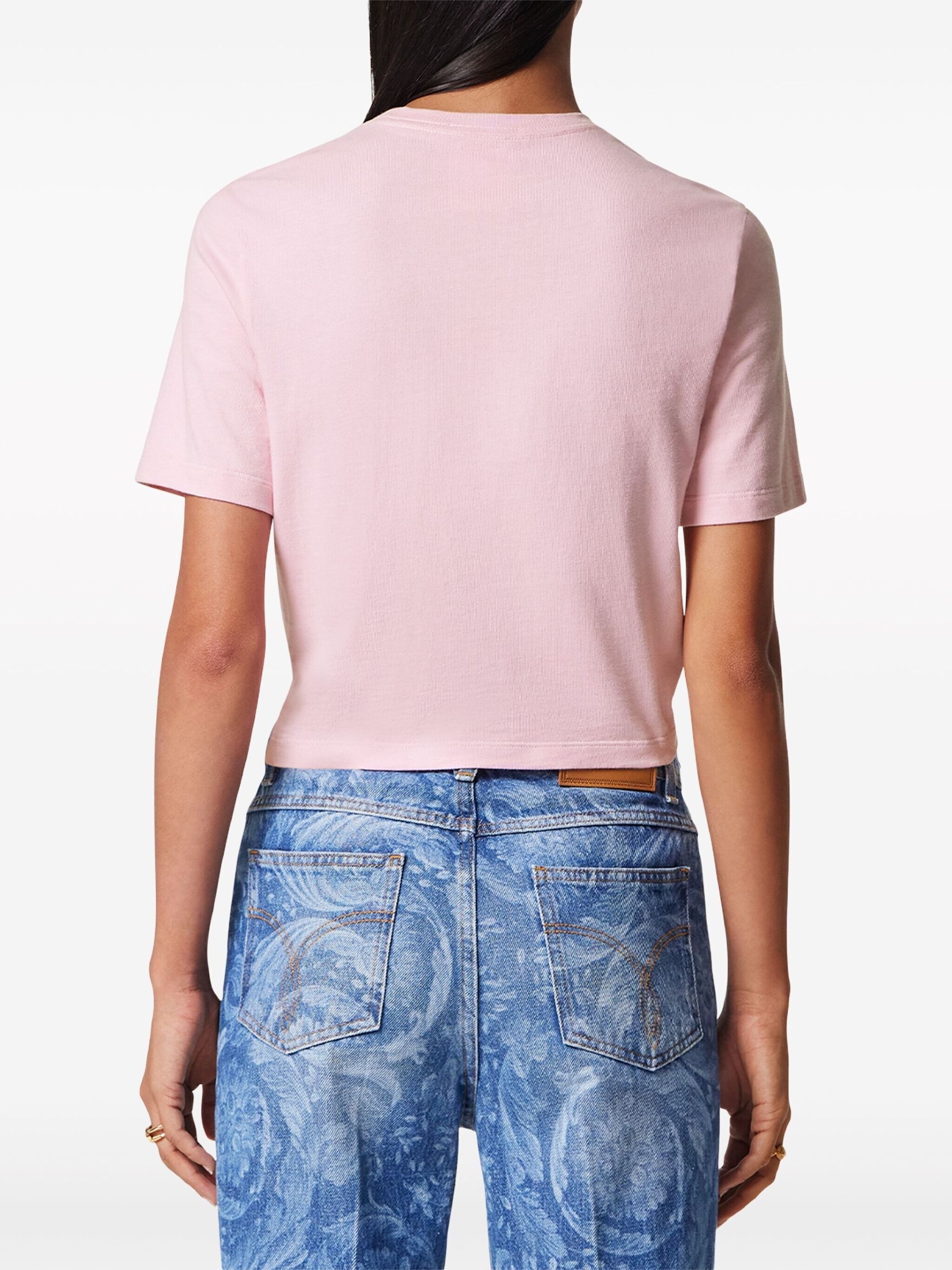 Pink Versace Milano Stamp Cotton T-shirt - 4
