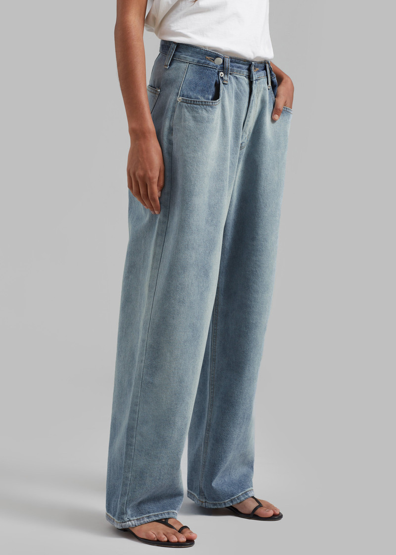 Hayla Contrast Denim Pants - Light Wash/Blue 5