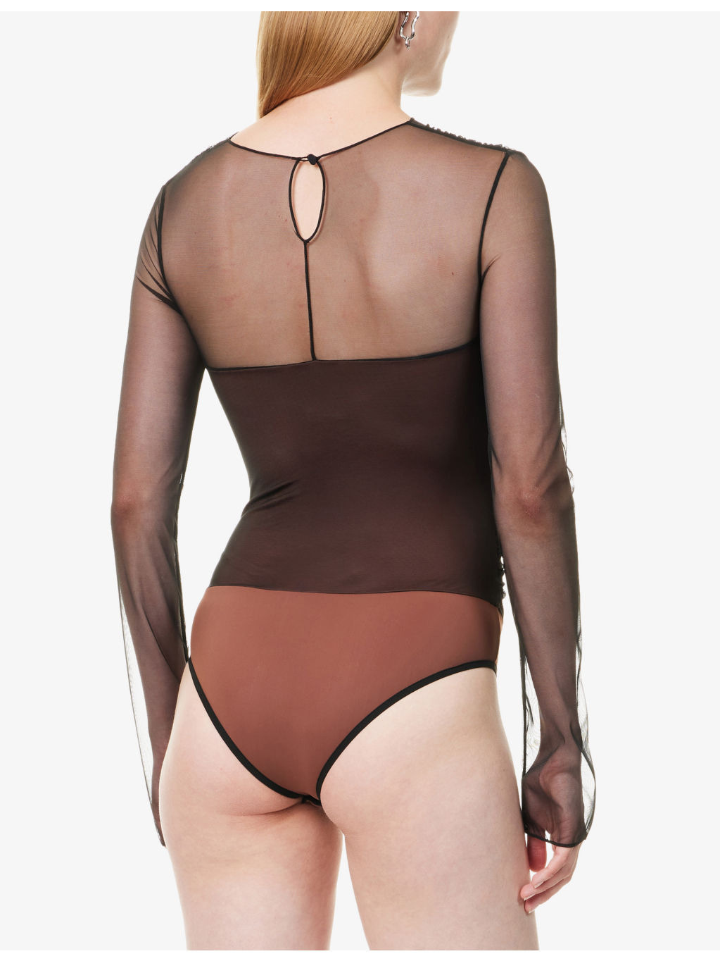 Draped Long-Sleeves Stretch-Wove Bodysuit - 4