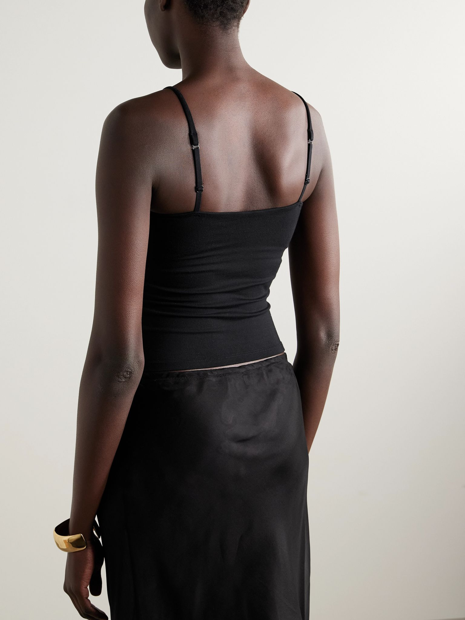 Smooth Layers Jersey Skimpy Strap Cami - Obsidian Black - 3