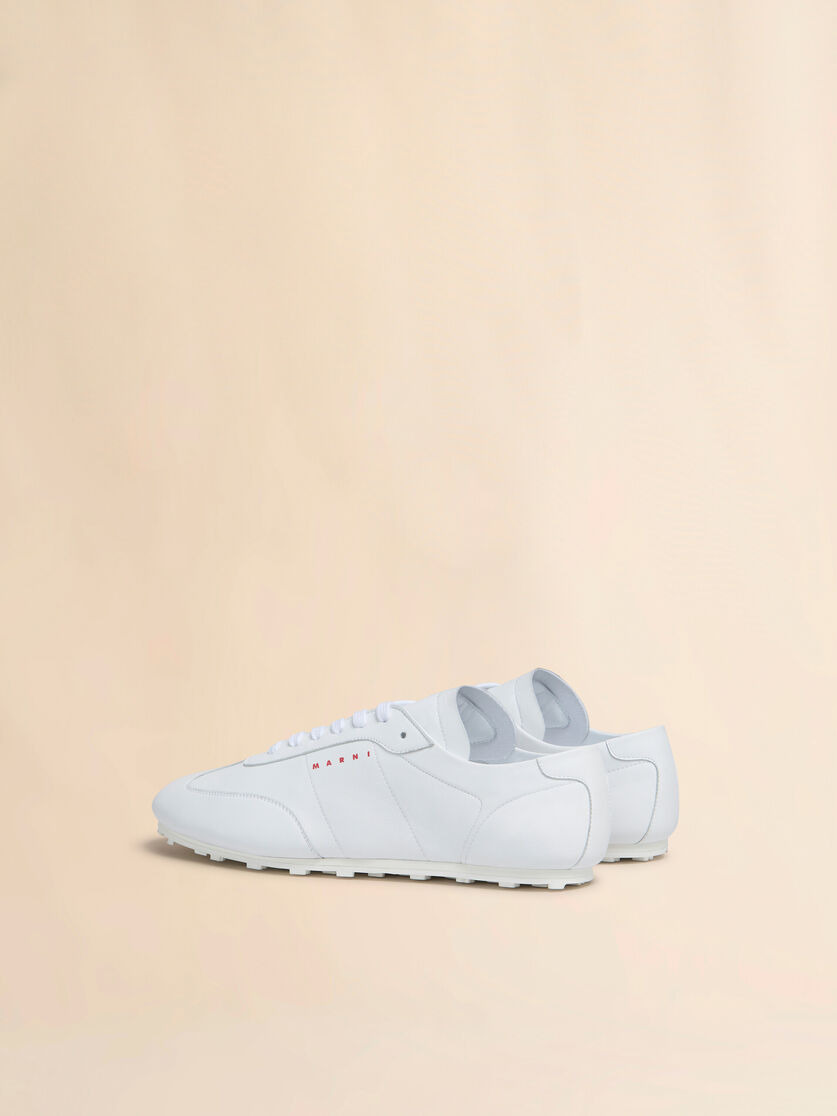 WHITE NAPPA LEATHER SOFTY SOCCER SNEAKER - 3