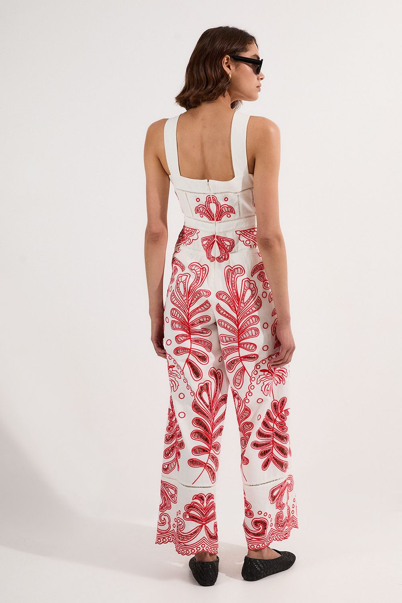 Cutwork Embroidered Wide Leg Woven Jumpsuit 5