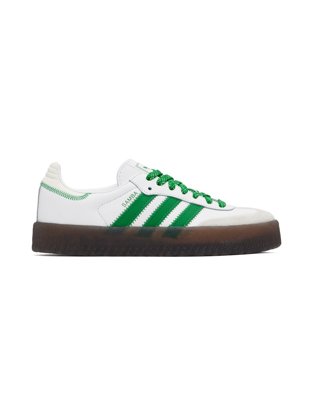 White & Green Sambae Sneakers - 1
