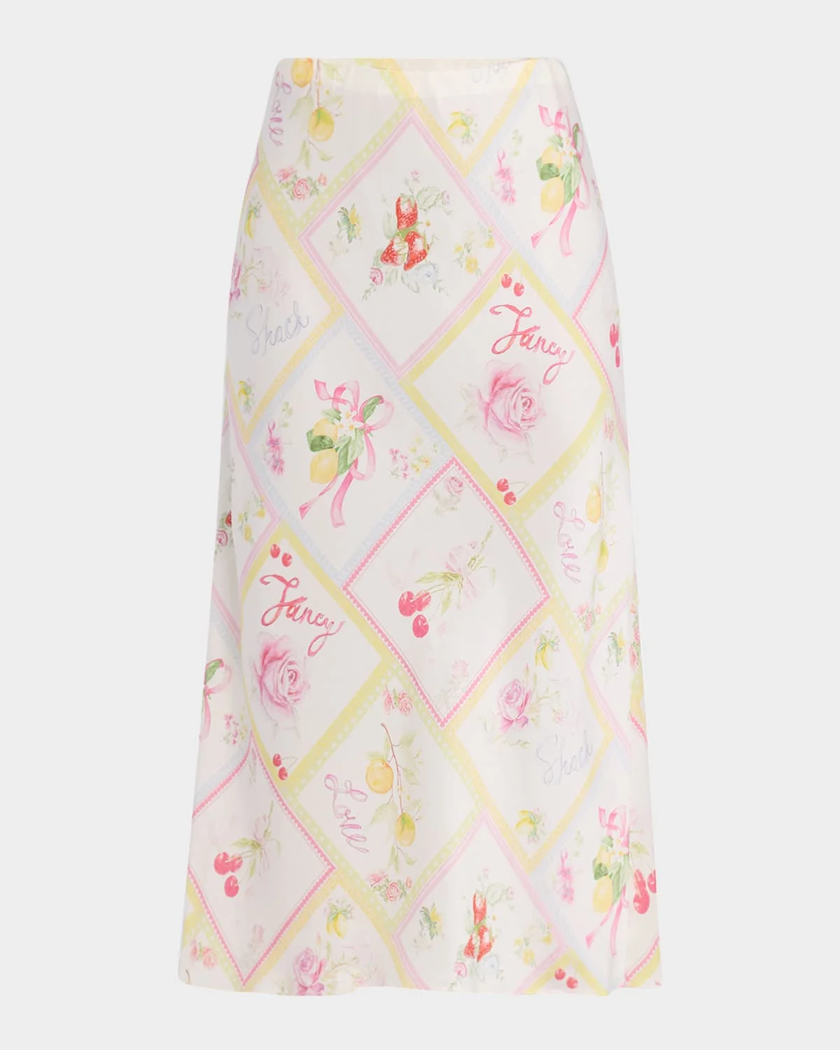 Castle Silky Fruit Print Midi Skirt - 1