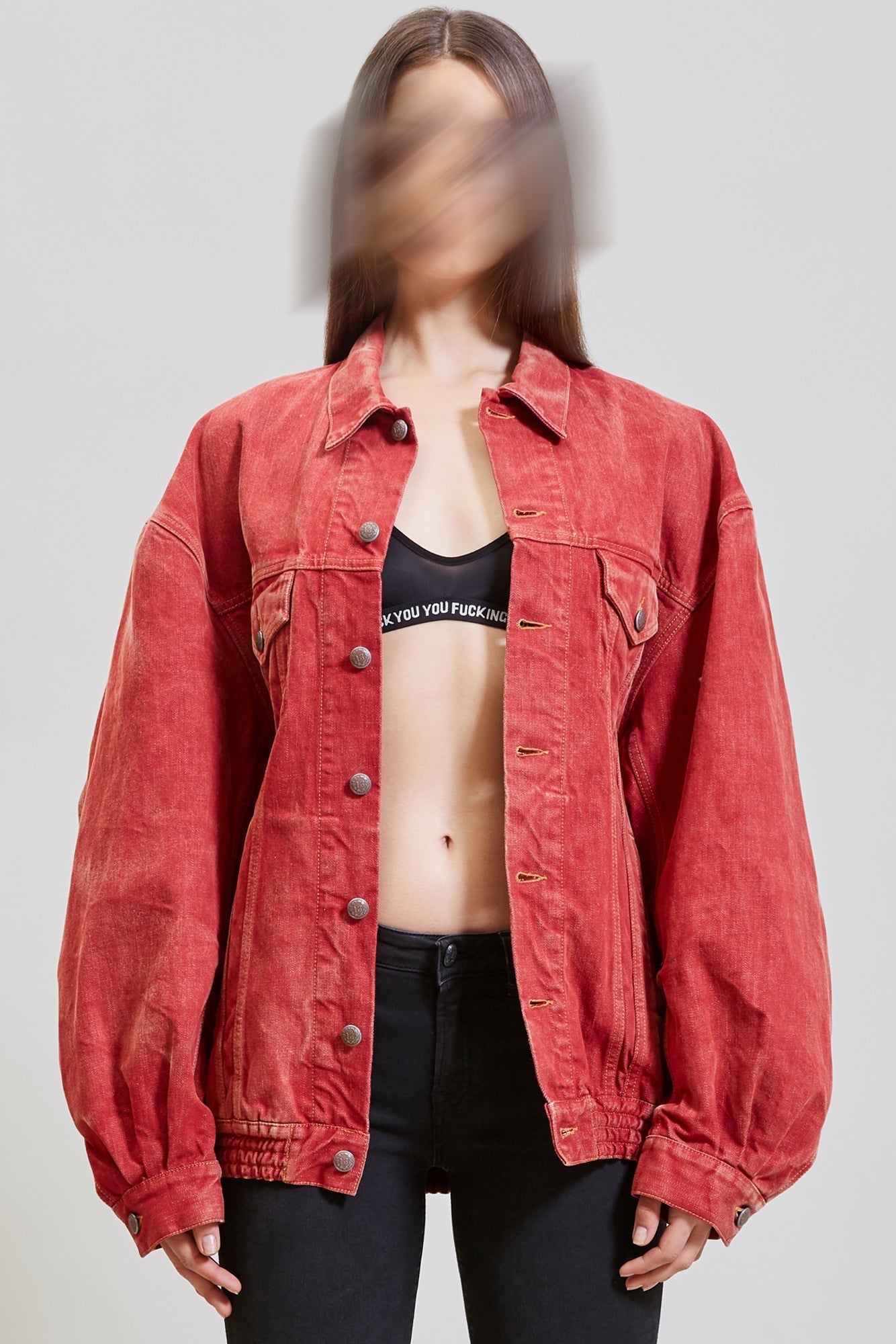 CINCHED WAIST DENIM TRUCKER - VINTAGE RED | R13 - 3