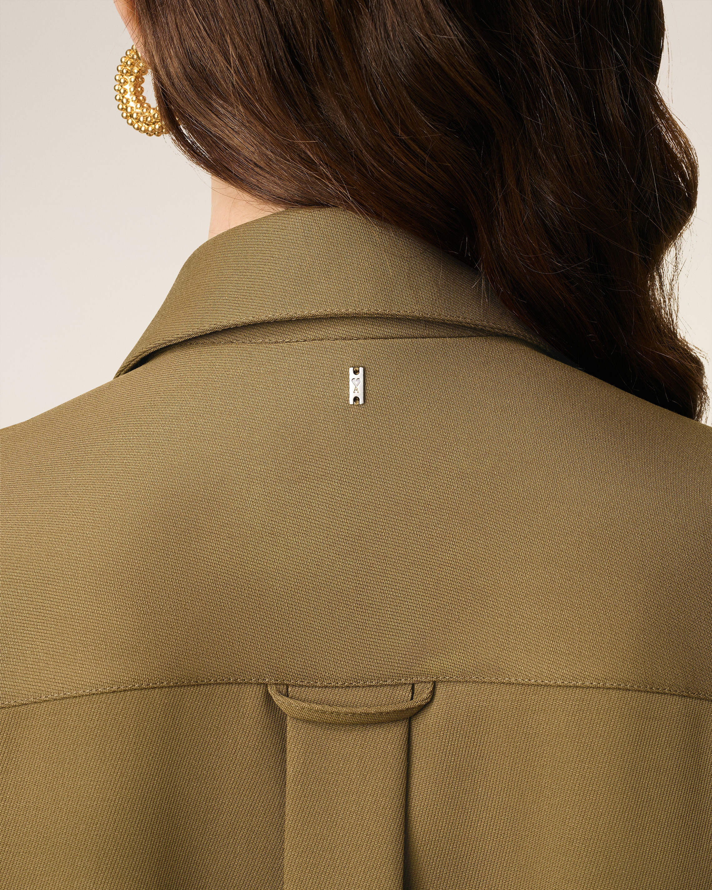 GREEN WOOL LONG OVERSIZED SIDE SLITS SHIRT - 4