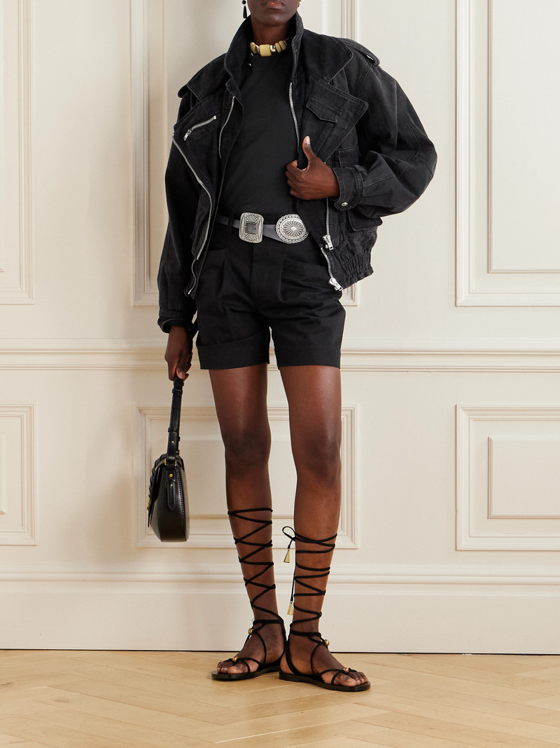 Isabel Marant Fairy Pleated Cotton-canvas Shorts outlook