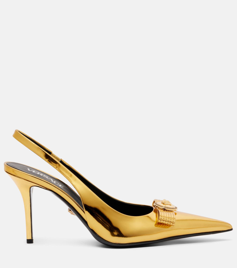 Gianni Ribbon 85 leather slingback pumps 4