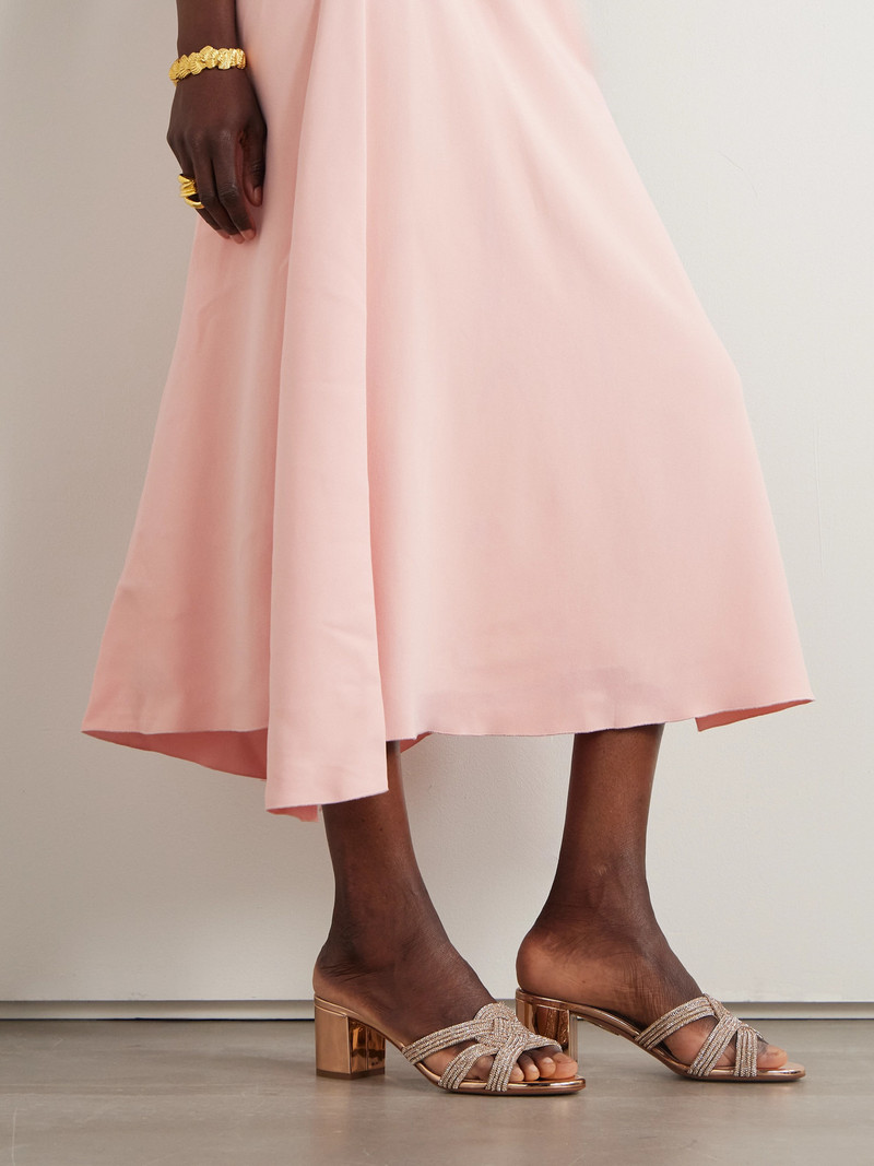 AQUAZZURA Felix 50 Crystal-embellished Mirrored-leather Mules outlook