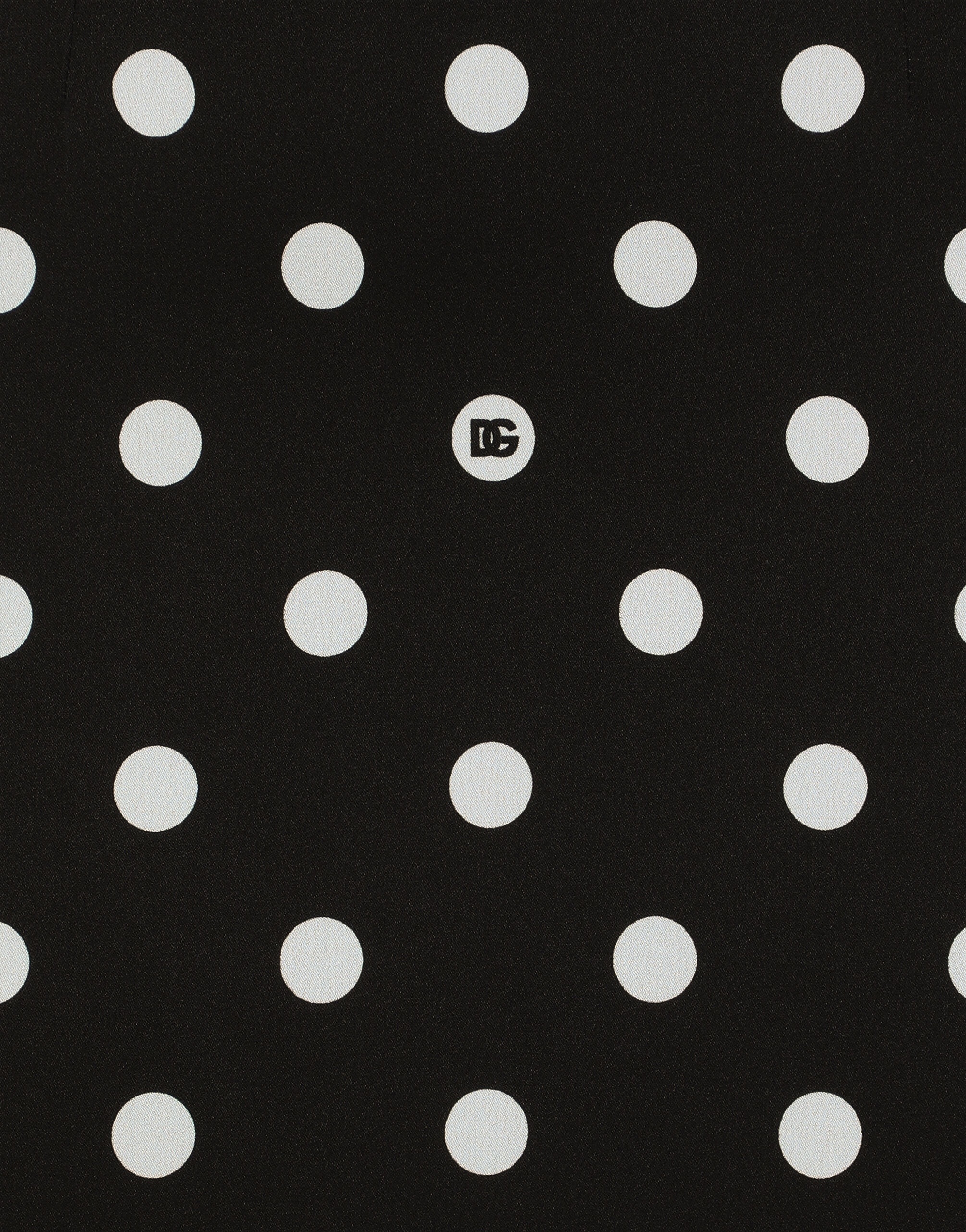 Charmeuse calf-length pencil skirt with polka-dot print - 5
