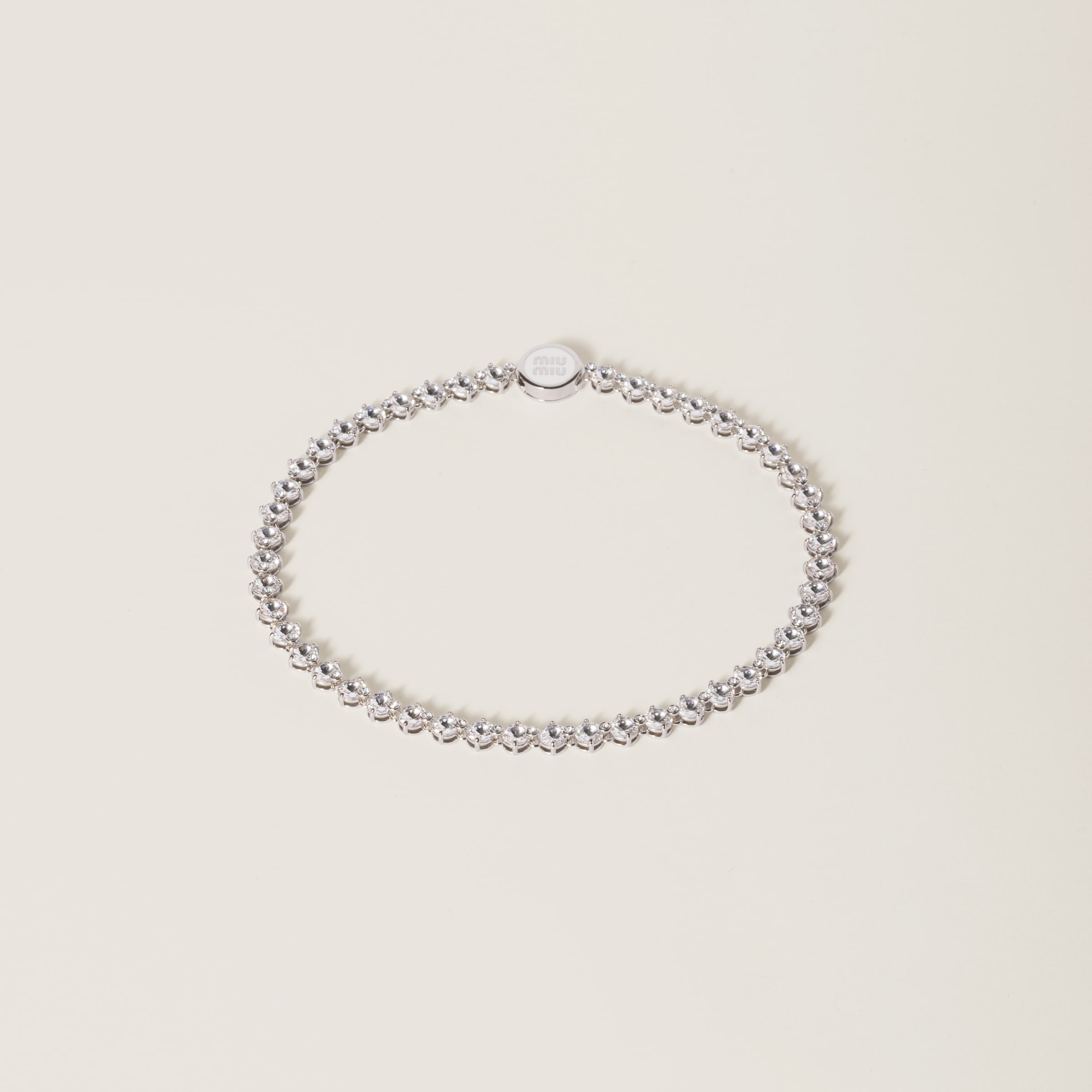 Metal necklace with crystals - 1