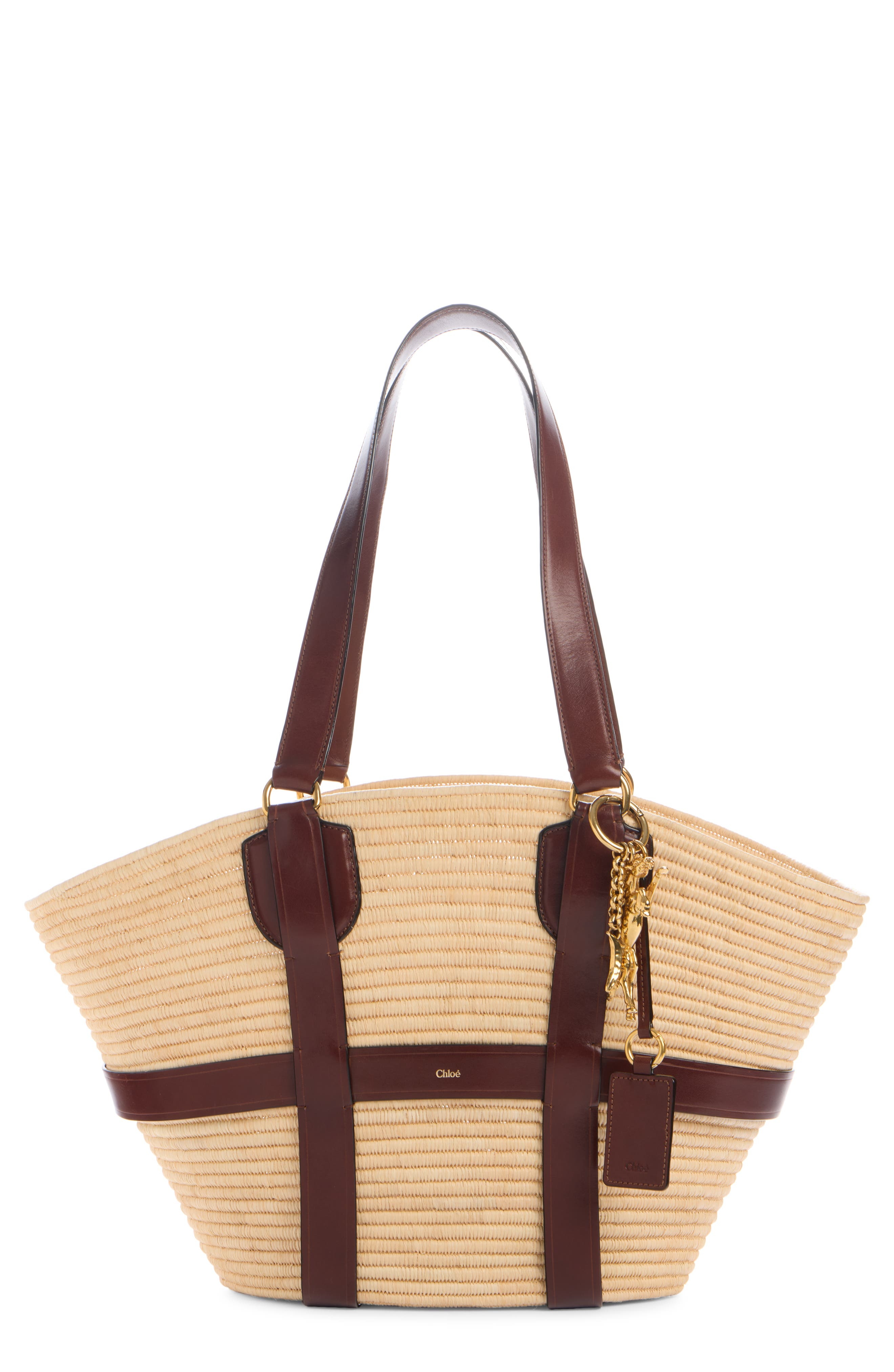 Chloé Kerala Straw & Leather Tote in Dark Ebony at Nordstrom - 1