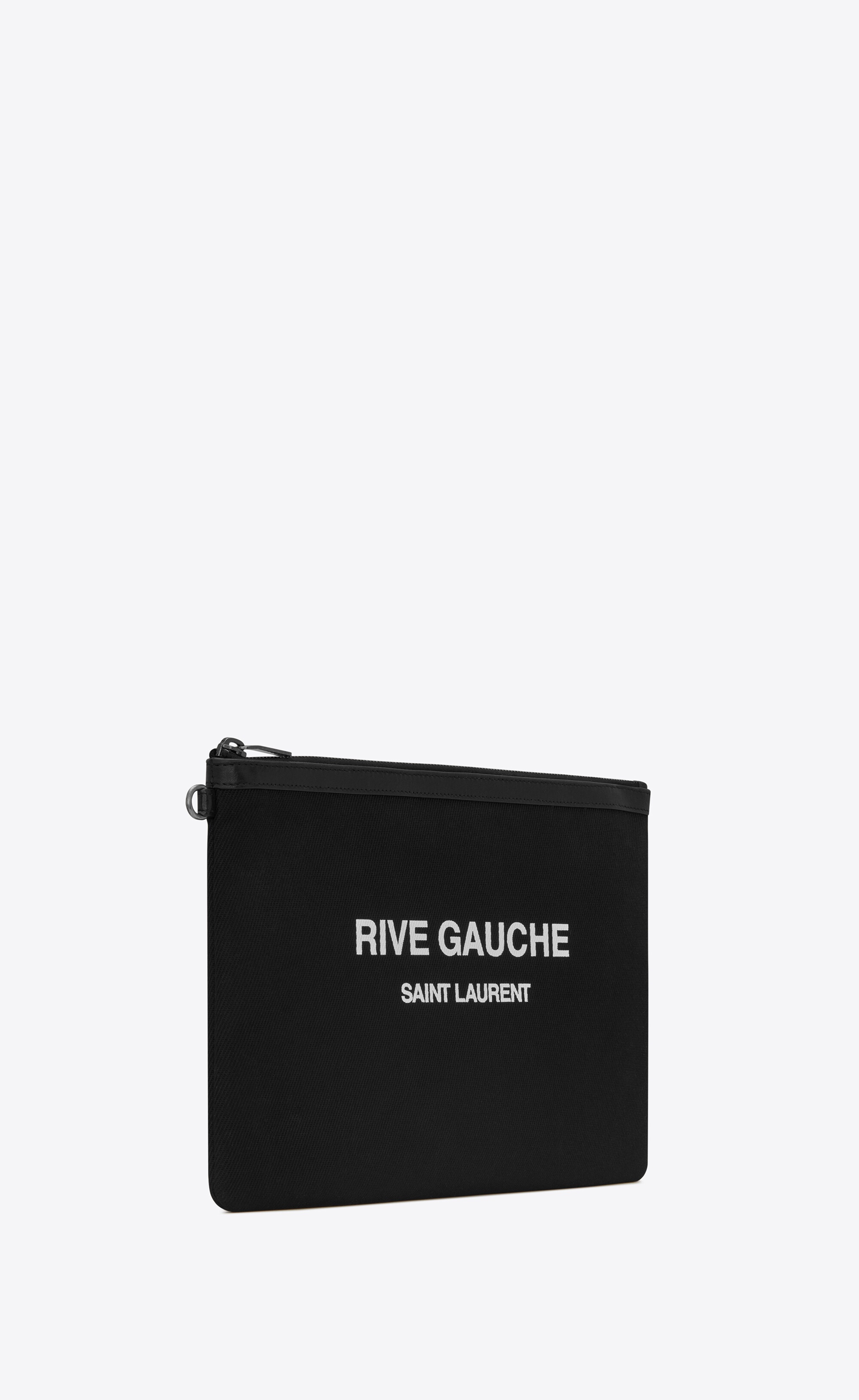 rive gauche zippered pouch in bias canvas - 3