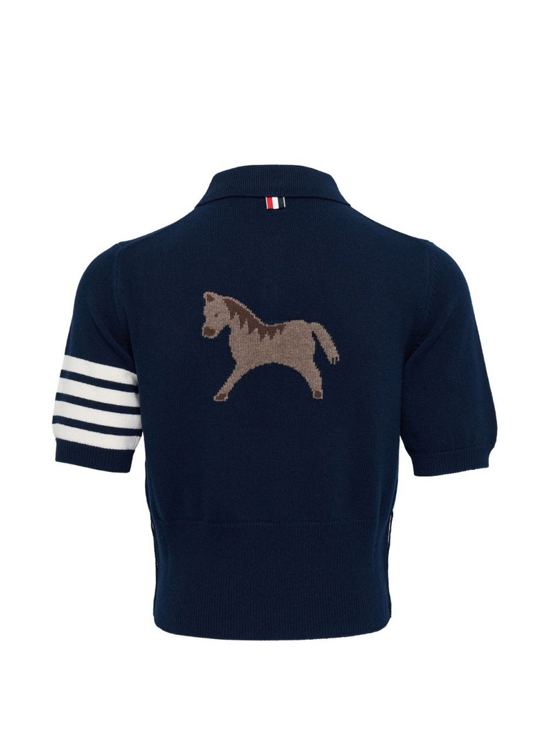 Thom Browne horse-intarsia polo shirt outlook