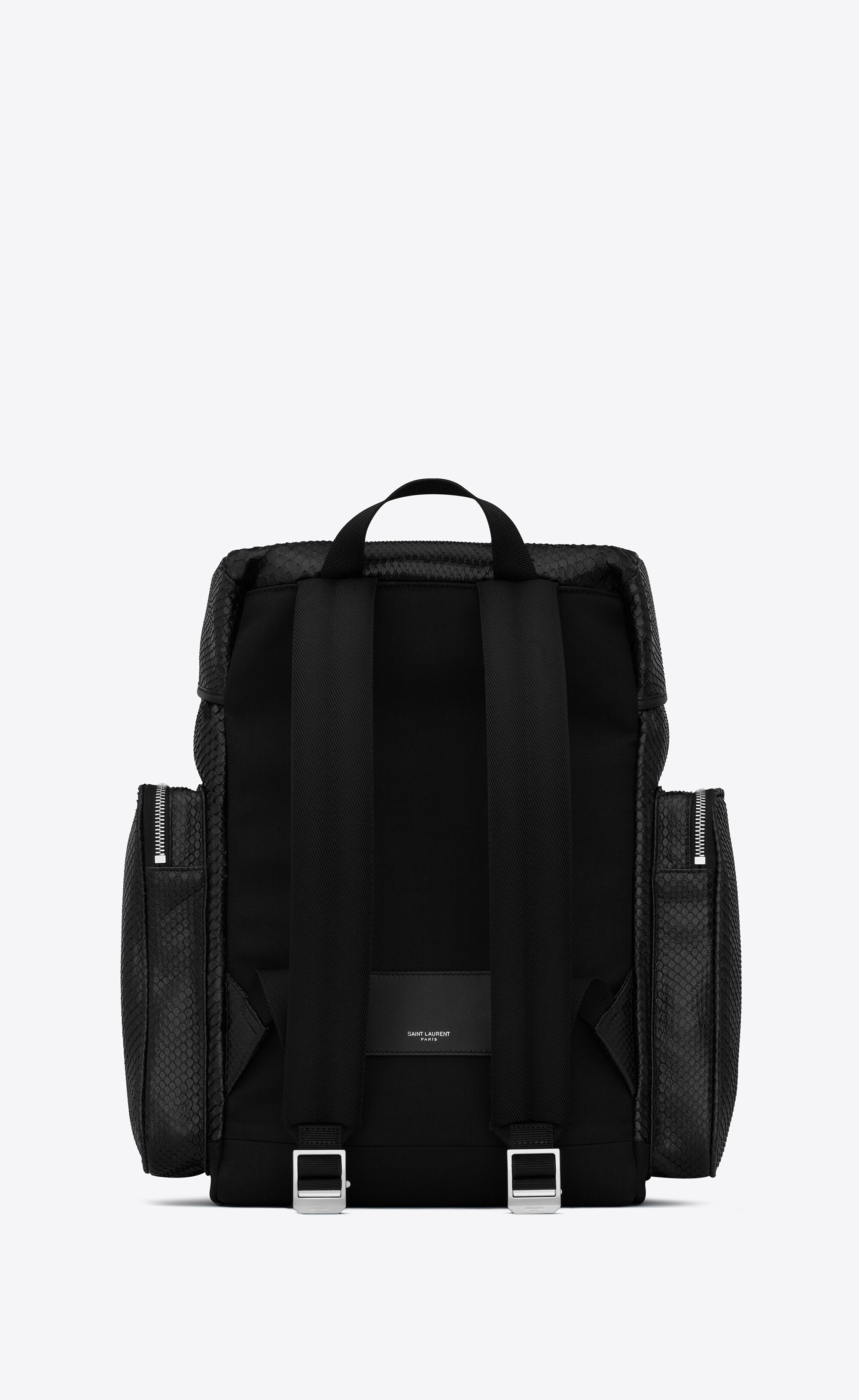 city multi-pocket backpack in python-embossed leather - 2