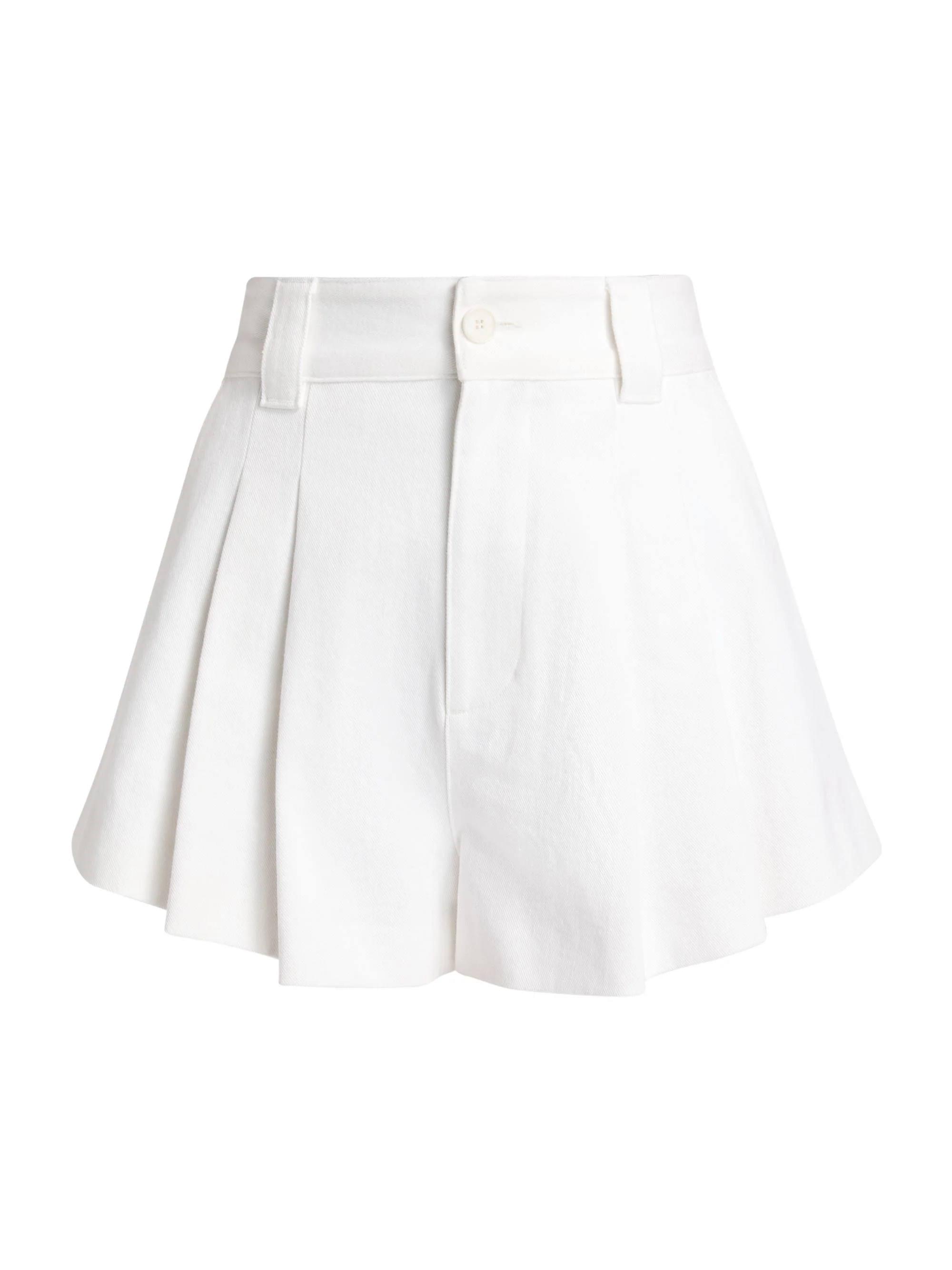Women's The Structural Pleated Cotton High-Rise Shorts - White - 1