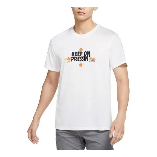 Nike Dri-Fit Alphabet Printing Round Neck Pullover Short Sleeve White DR7576-100 - 1