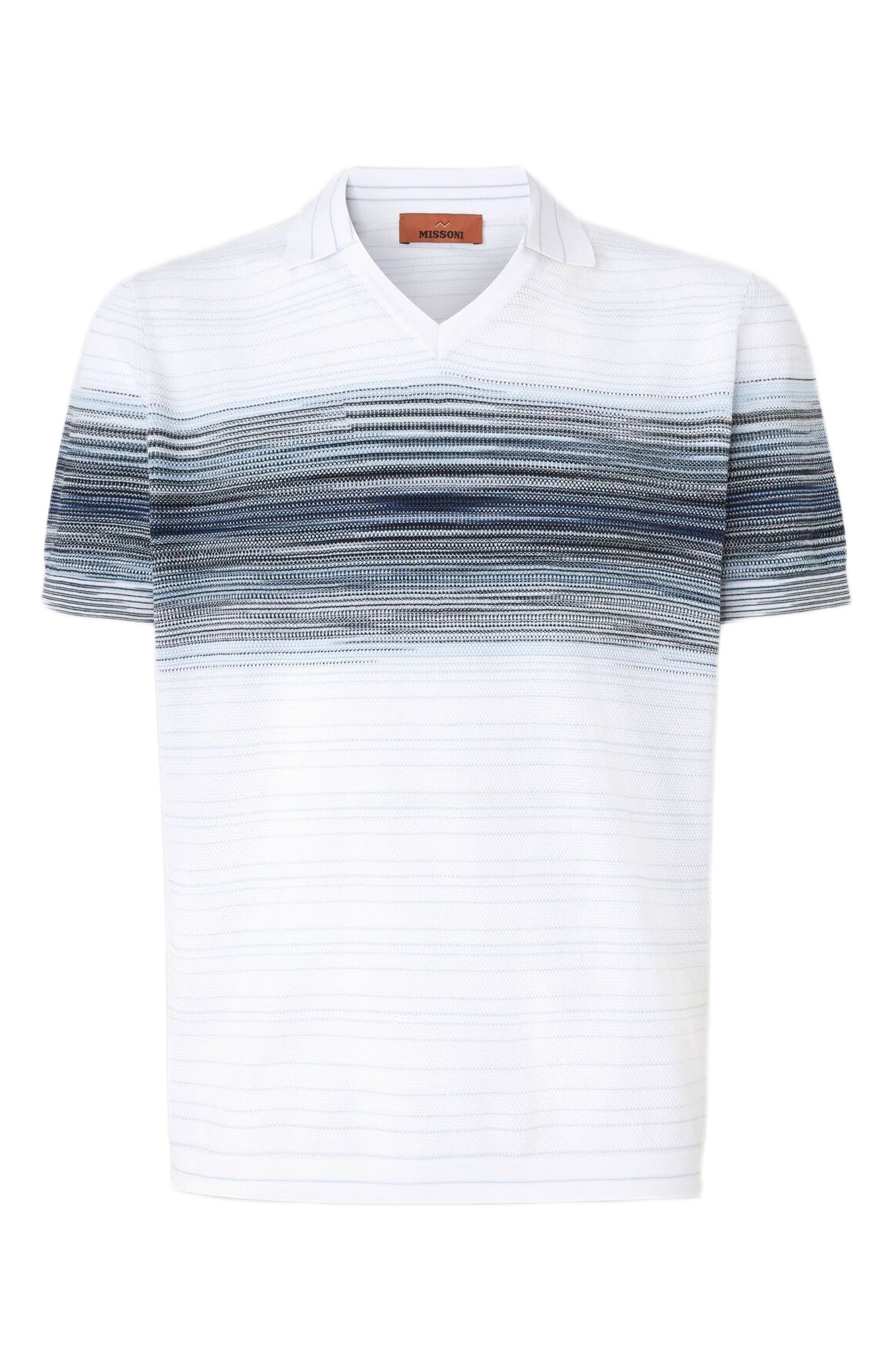 Missoni Honeycomb Cotton Knit Polo Shirt With Slub Detail in White & Blue at Nordstrom - 6