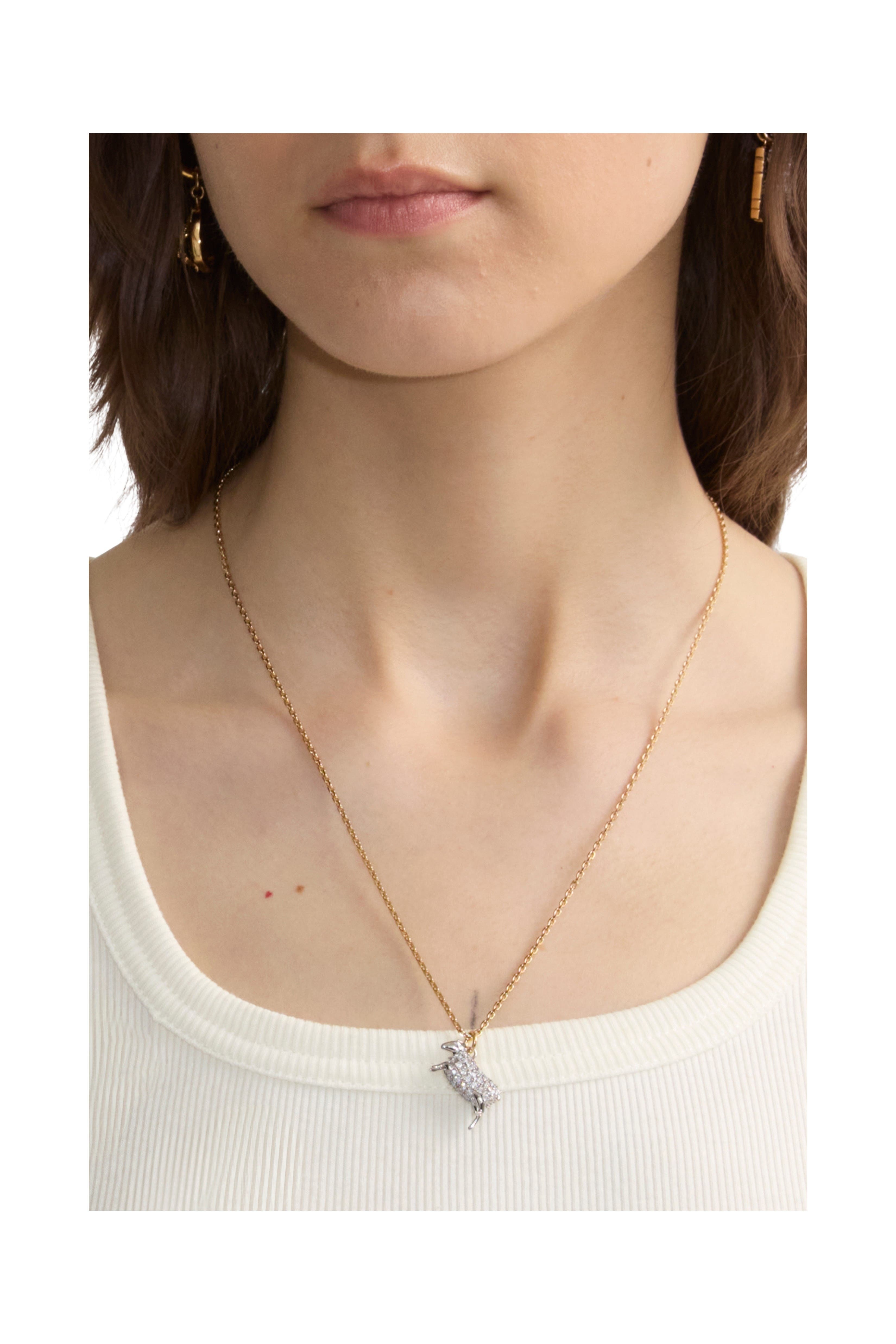 burberry Sheep Charm Necklace in Gold/silver/clear at Nordstrom - 2