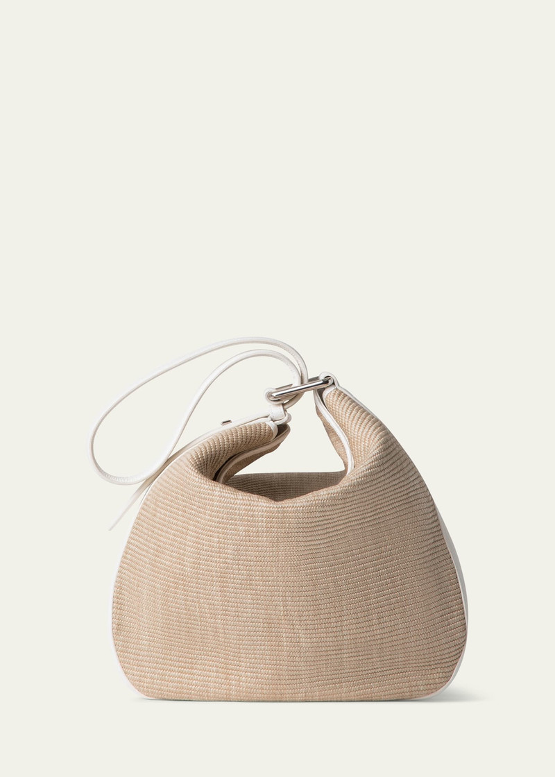 AKRIS Anna Medium Raffia & Leather Hobo Bag outlook