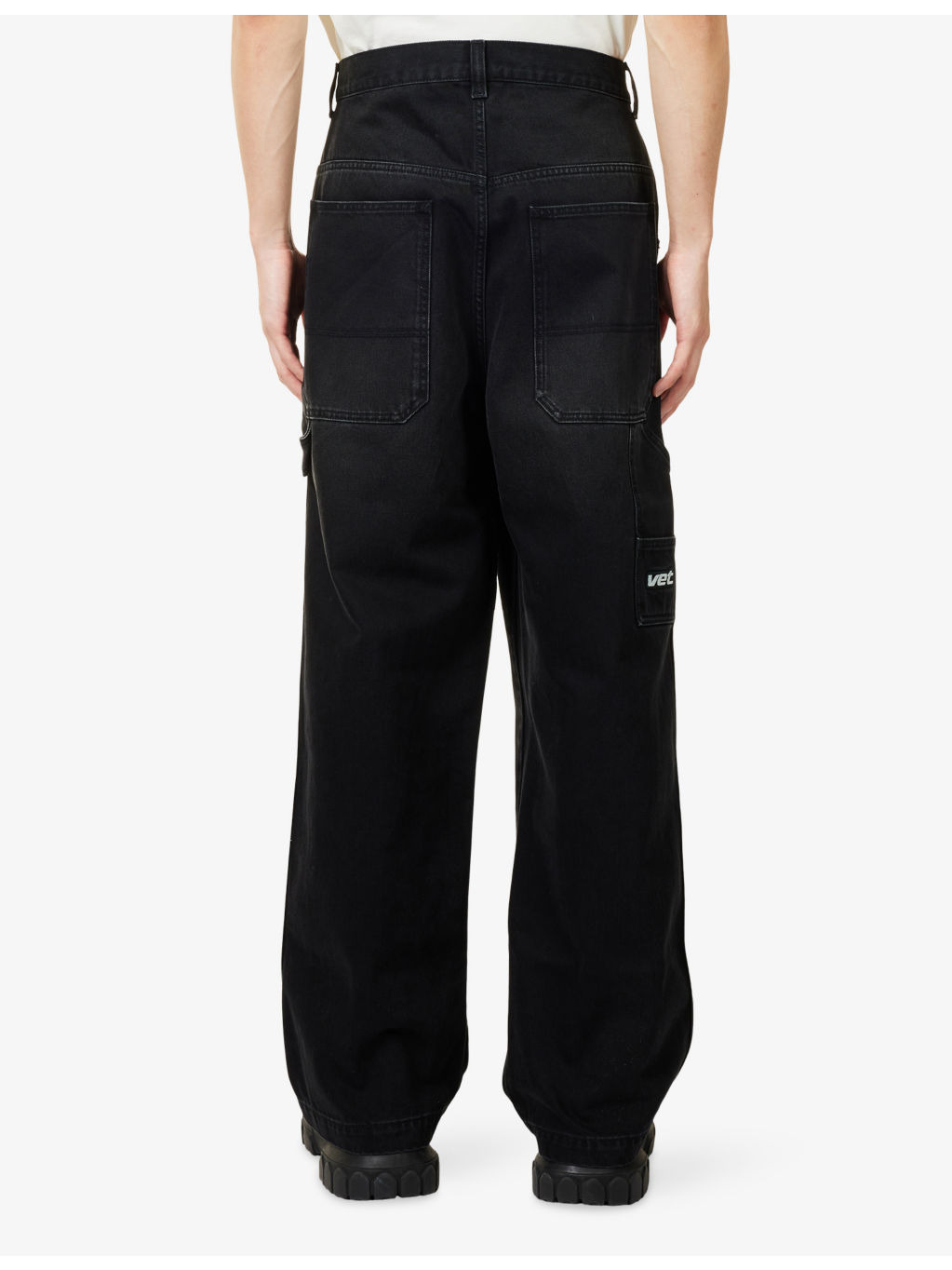 Brand-Patch Wide-Led Denim Jeans - 4