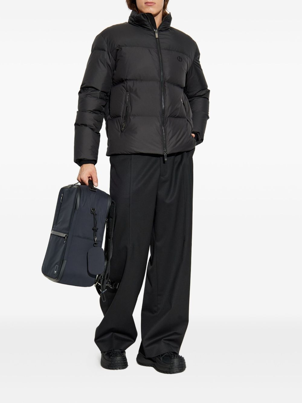 logo-embroidered quilted jacket - 2