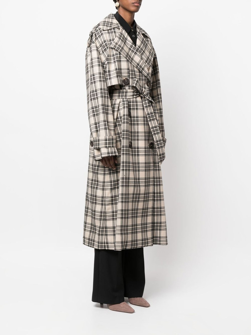 check-pattern belted coat 3
