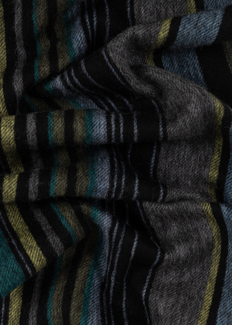 Black Wool Multi Colour Stripe Scarf 4
