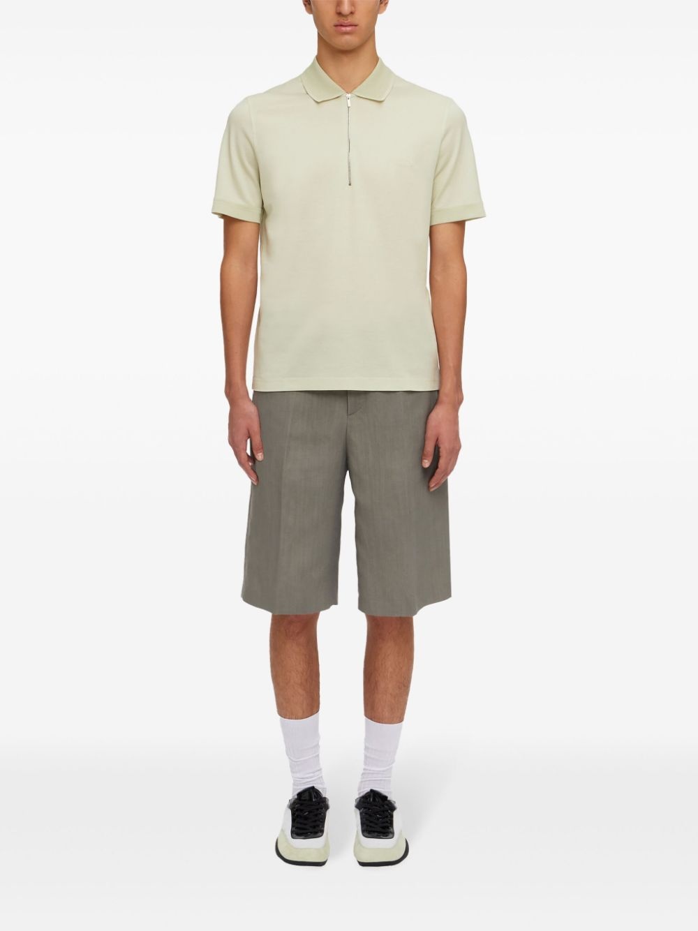 logo-embroidered half-zip polo shirt - 2