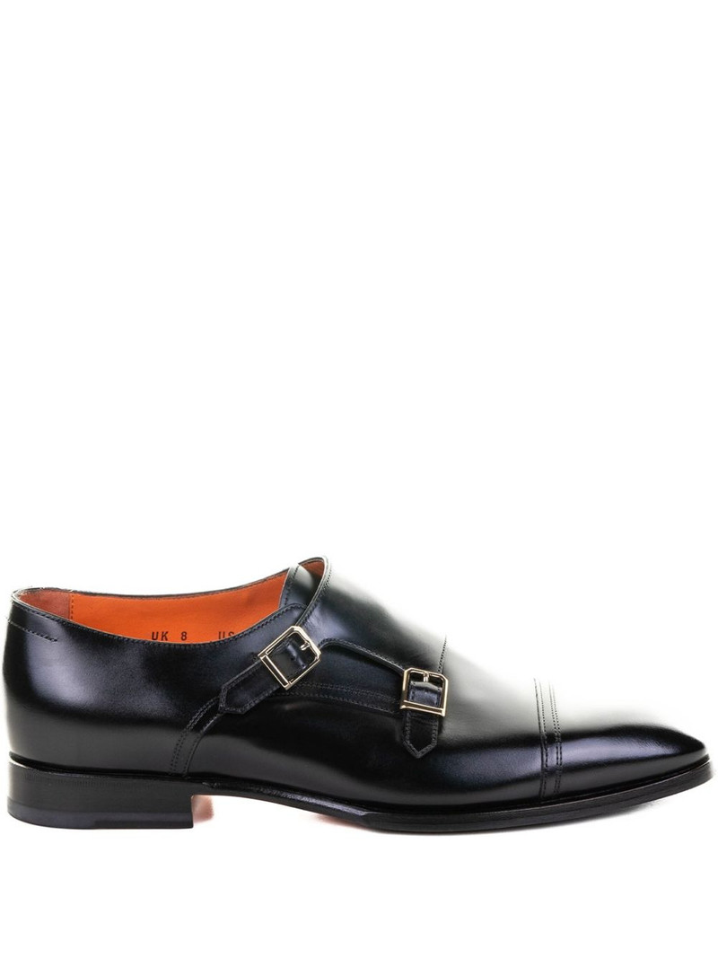 double-buckle leather monk shoes 1