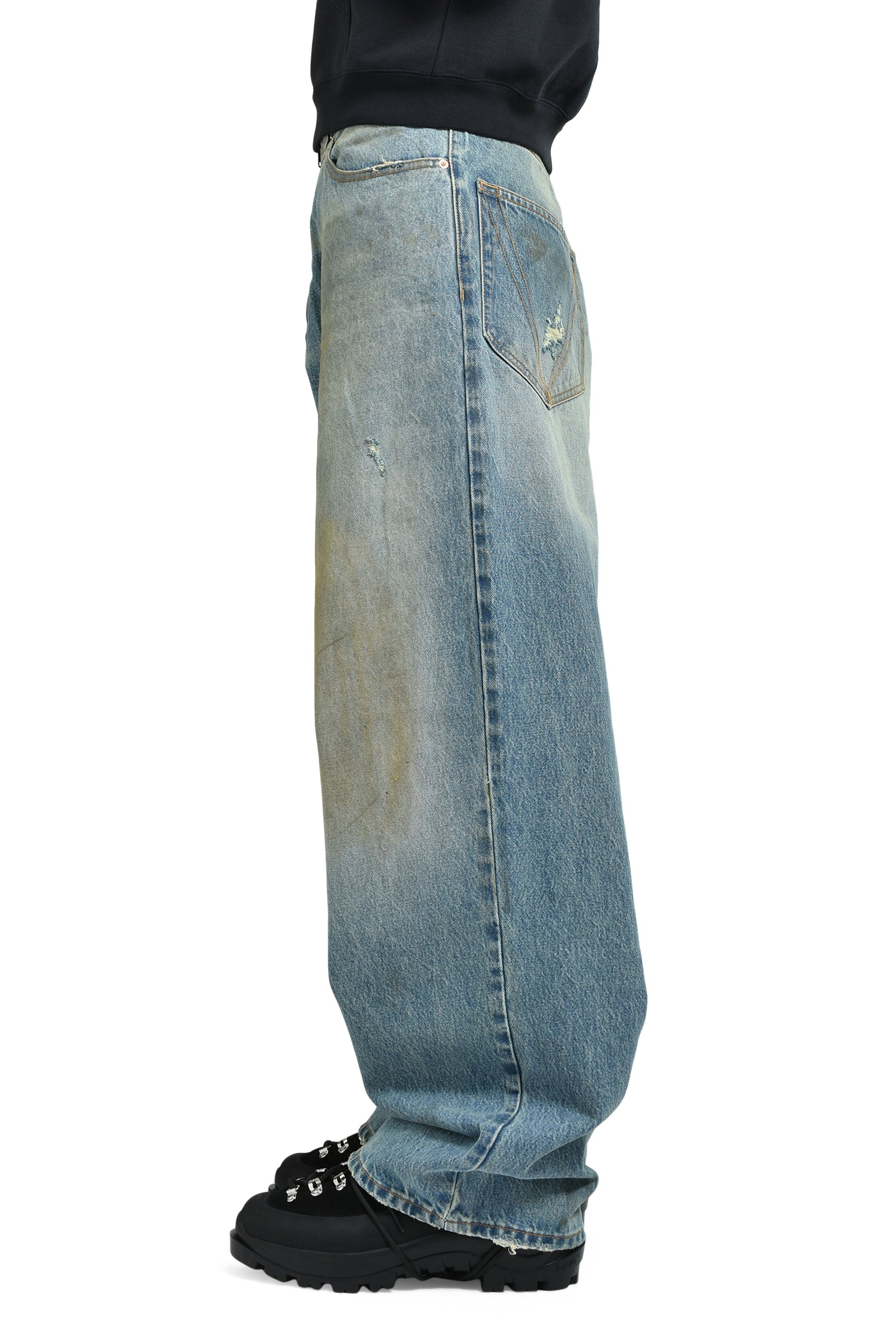DISTRESSED BAGGY JEANS / DISTRESSED LT. BLU - 3
