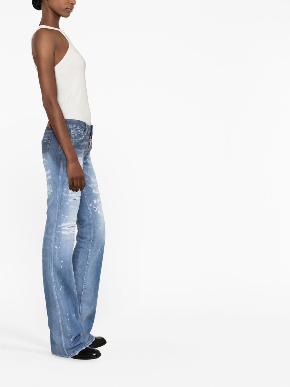 distressed-finish flared jeans - 3