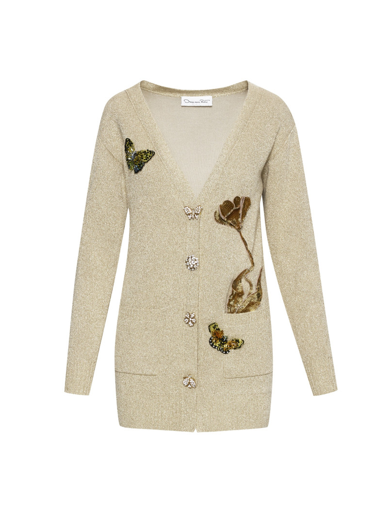 BUTTON FRONT EMBROIDERED LONG CARDIGAN 1