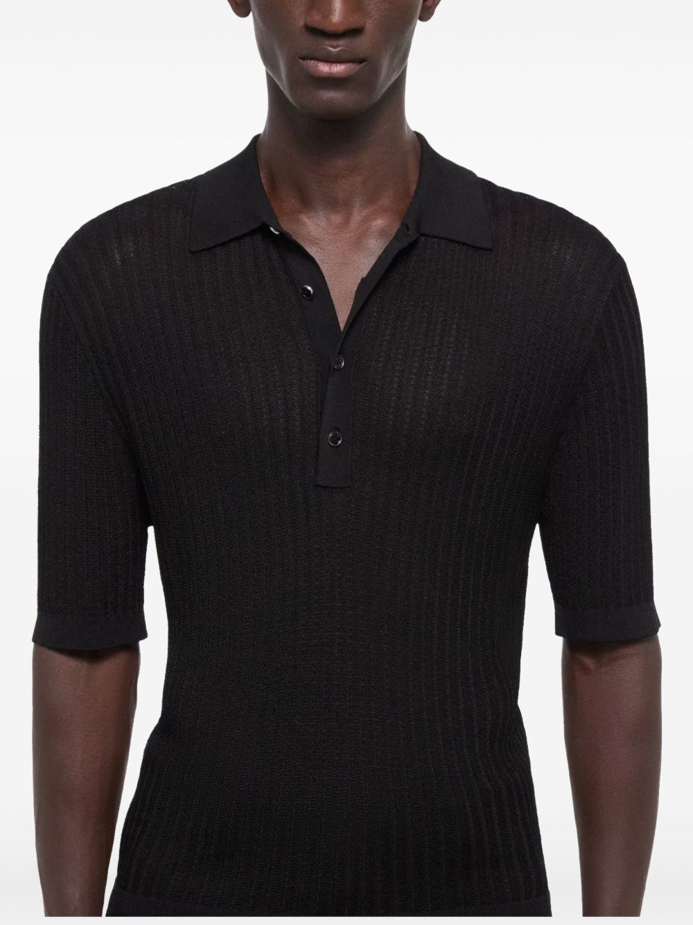 ribbed-knit polo shirt - 5
