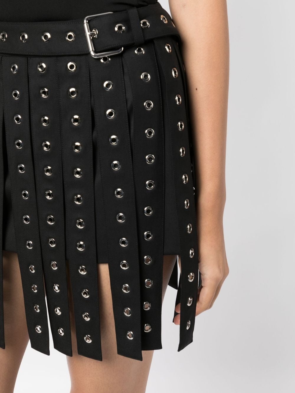 eyelet-detailing asymmetric skirt - 5