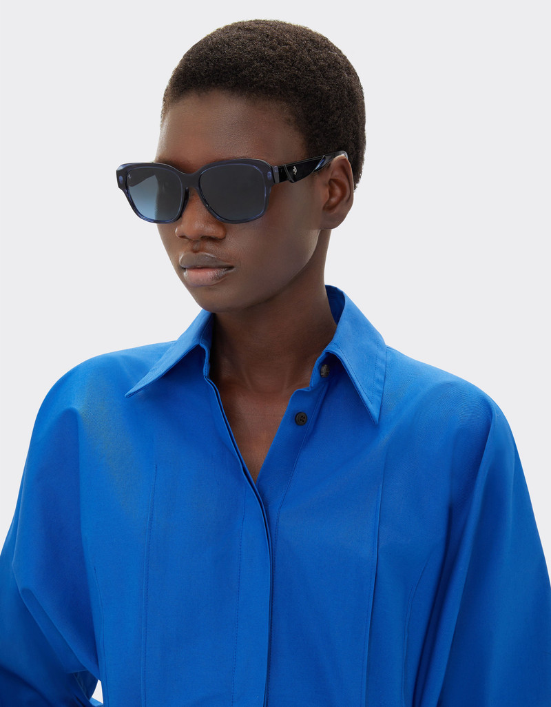 Ferrari sunglasses in striped blue acetate with polarised gradient blue lenses 3