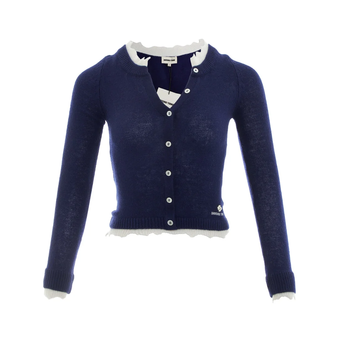 Contrast Trim Knit Cardigan - 1