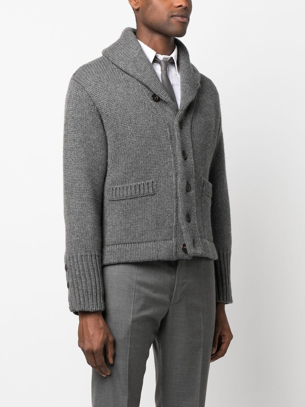 shawl-collar knit cardigan - 3