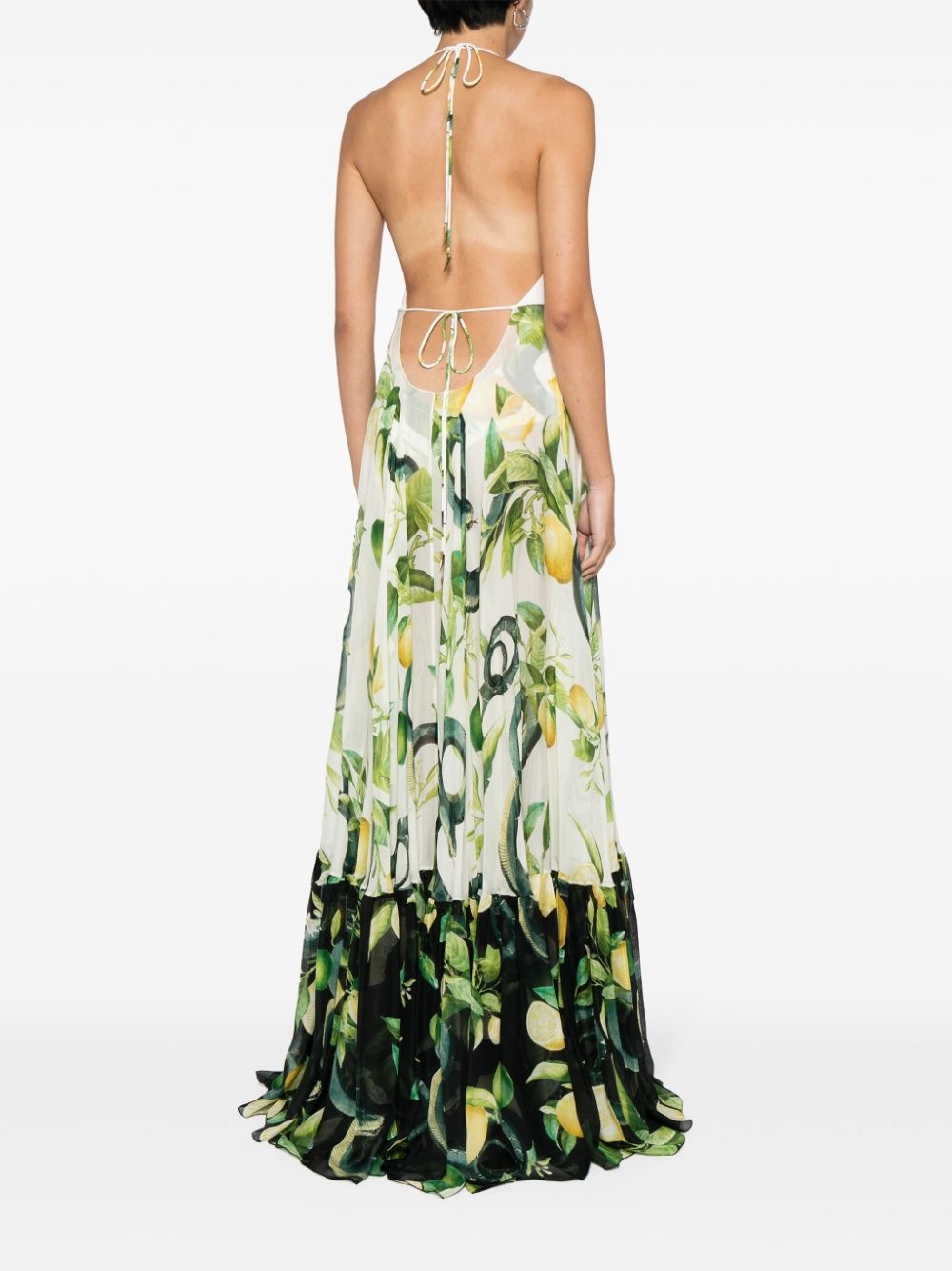 floral-print silk dress - 4