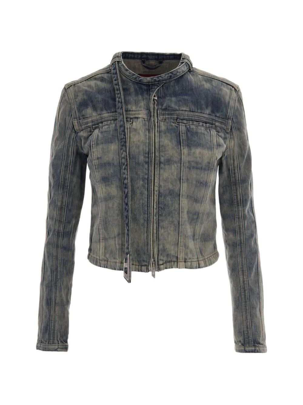 faded-effect zip-up denim jacket - 1