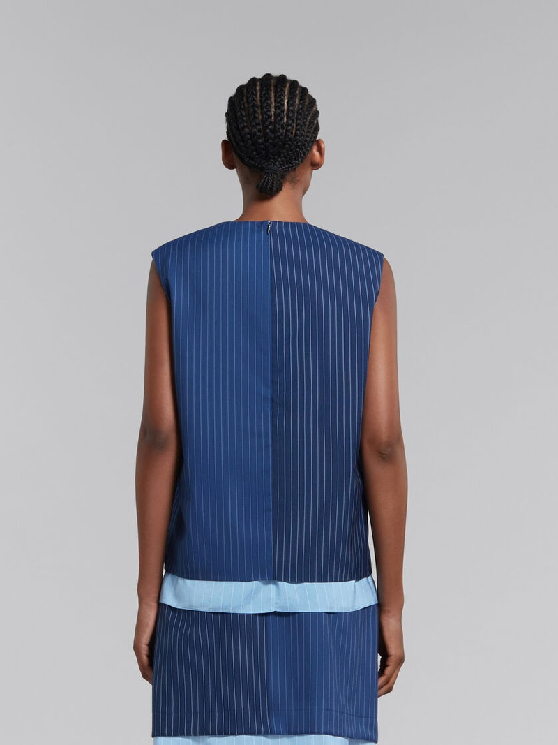 BLUE DÉGRADÉ PINSTRIPE WOOL SLEEVELESS TOP 3