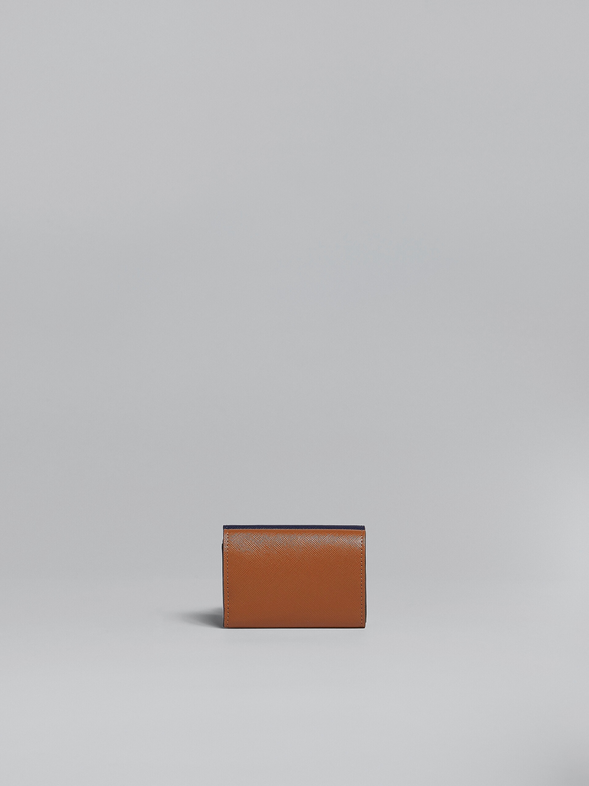 BLUE WHITE AND BROWN SAFFIANO LEATHER TRI-FOLD WALLET - 3