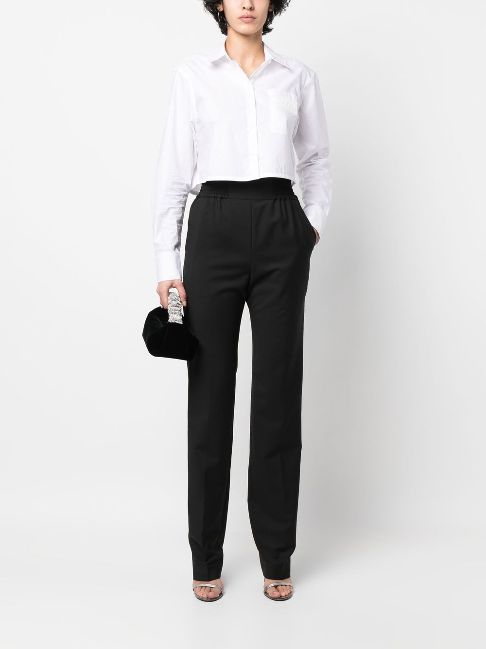 smoked-waist wool trousers - 2