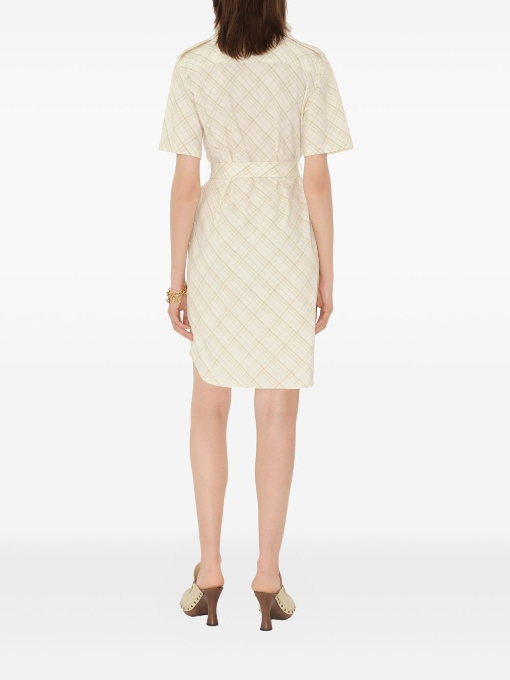 check-print cotton shirt dress - 3