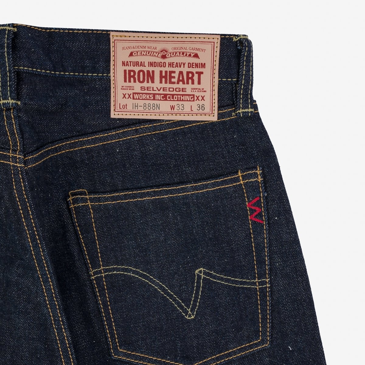 IH-888N 17oz Selvedge Denim Medium/High Rise Tapered Cut Jeans - Natural Indigo - 15