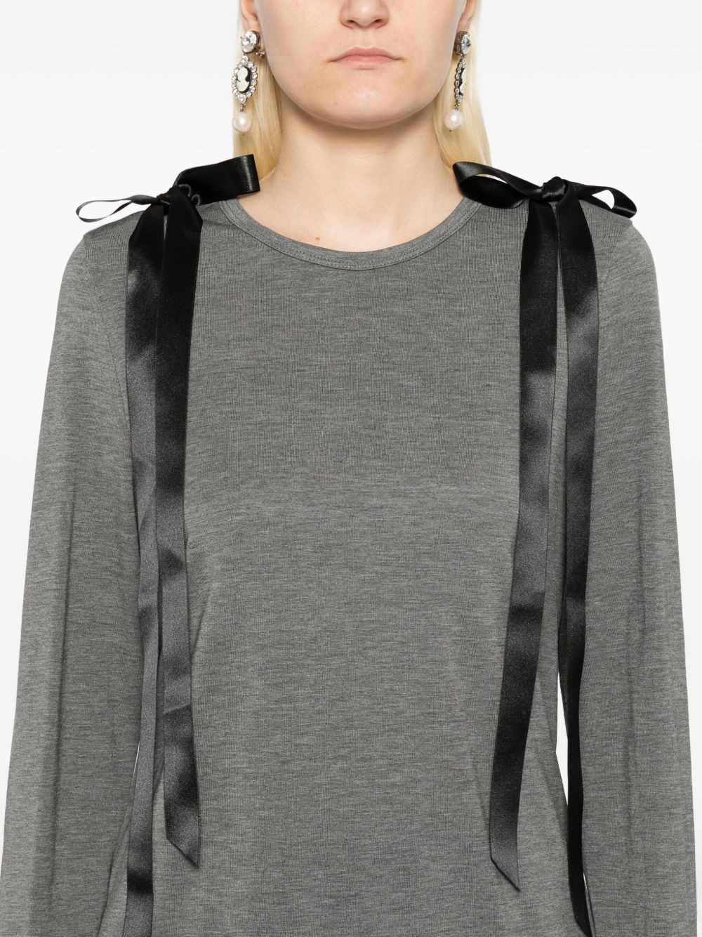 ribbon-detailing T-shirt - 5