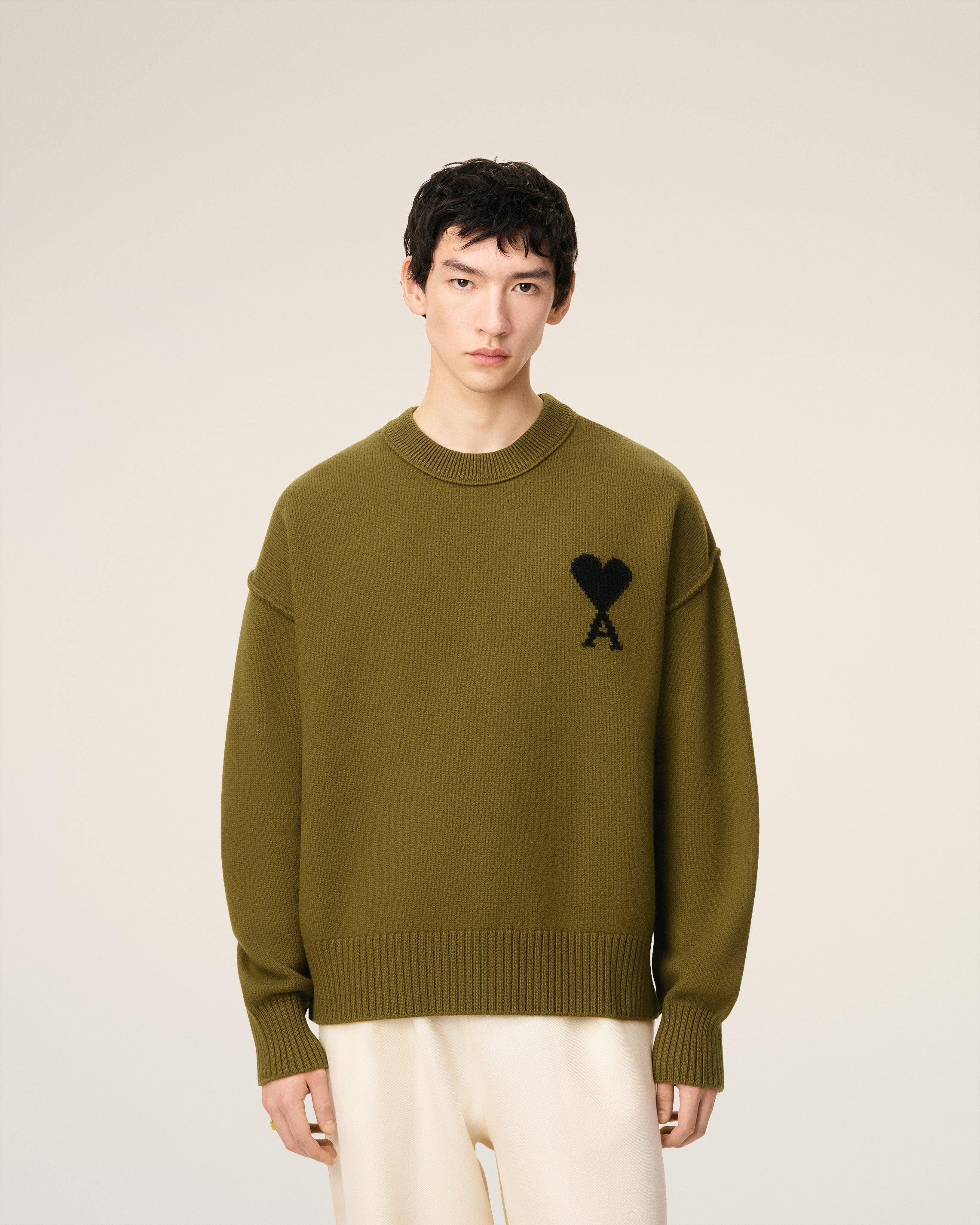 GREEN WOOL AMI DE COEUR CREWNECK SWEATER - 3