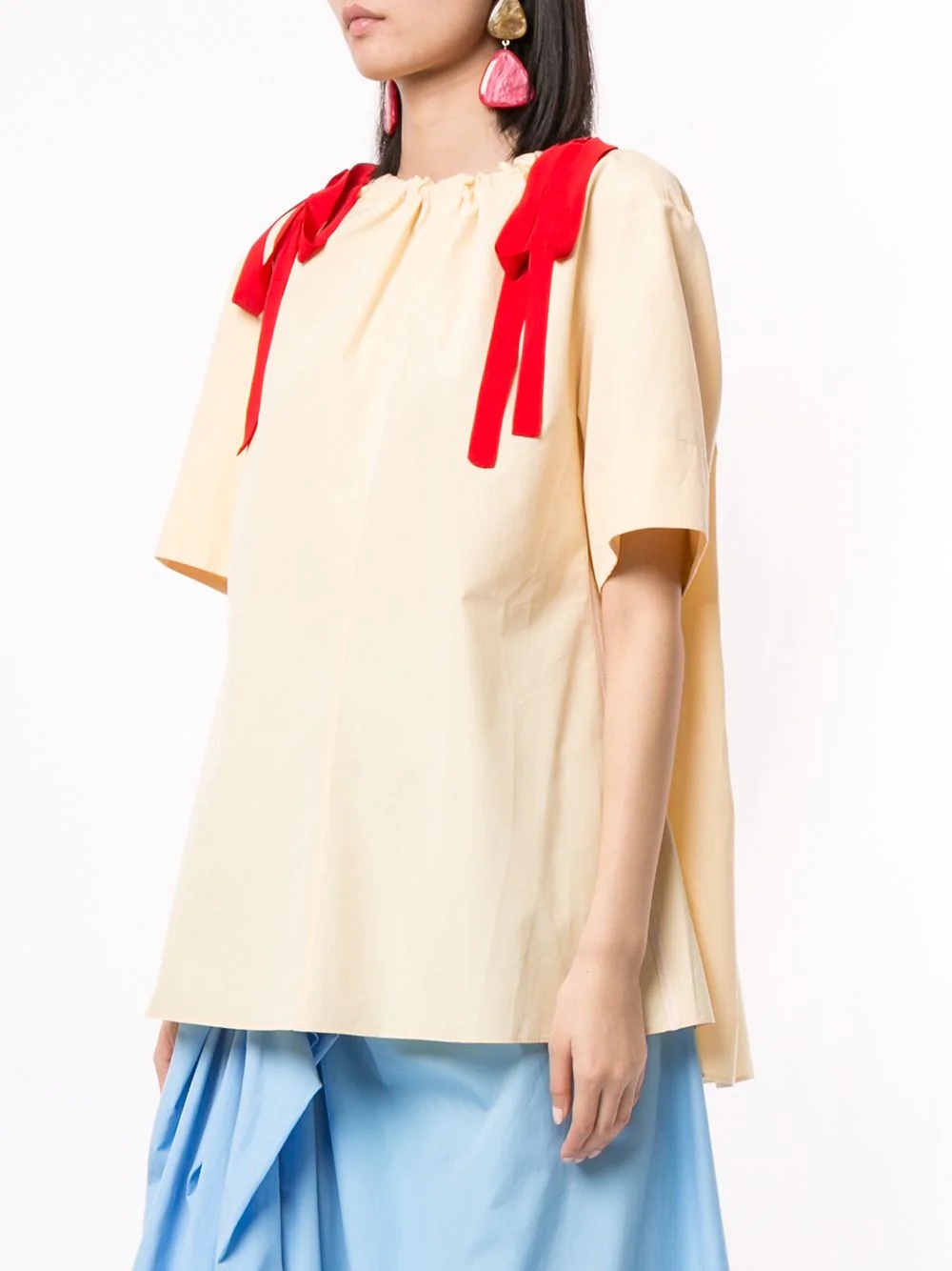 drawstring neck blouse - 3